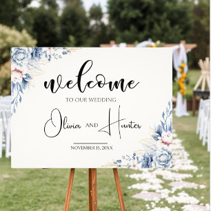 Foto Welcome sign template for wedding with blush pink