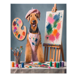 Foto Whimsical Airedale Terrier trabajando como artista
