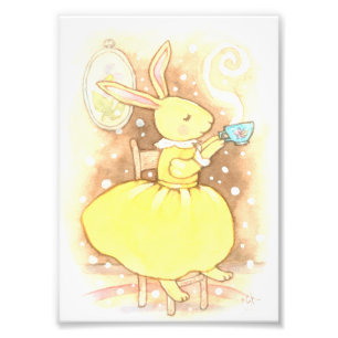 Foto Whimsical Bunny Rabbit Cup of Tea Ilustracion