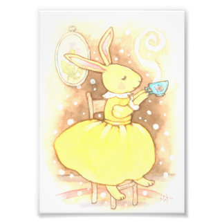 Foto Whimsical Bunny Rabbit Cup of Tea Ilustracion