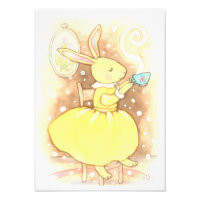 Whimsical Bunny Rabbit Cup of Tea Ilustracion