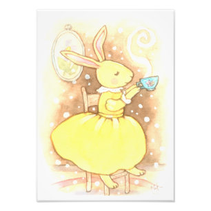 Foto Whimsical Bunny Rabbit Cup of Tea Ilustracion