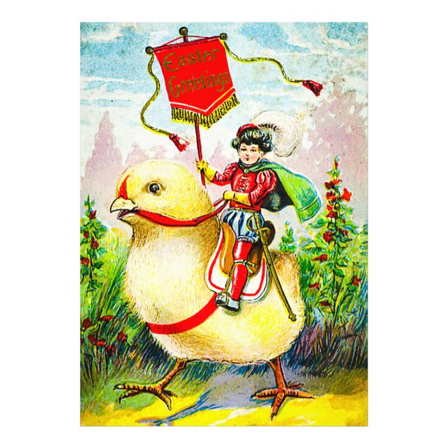 Foto Whimsical Easter Greetings: Sobre el polluelo giga (Frente)