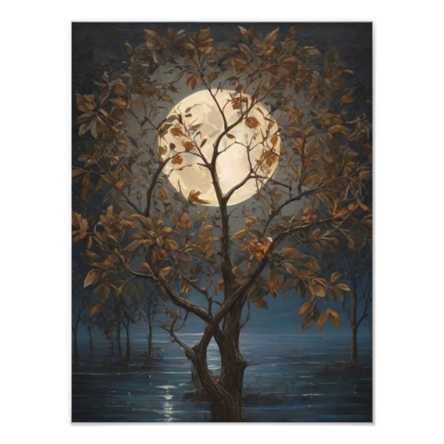 Foto Whispering Leaves Under the Midnight Moon (Frente)