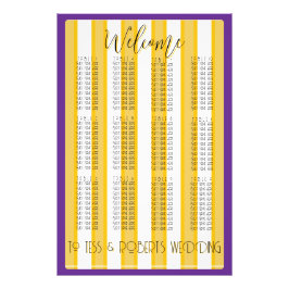Foto White and Yellow Stripes & Purple Trim 