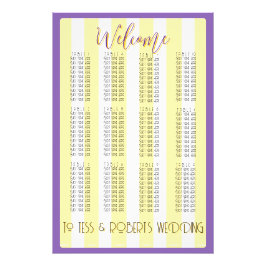 Foto White and Yellow Stripes & Purple Trim 