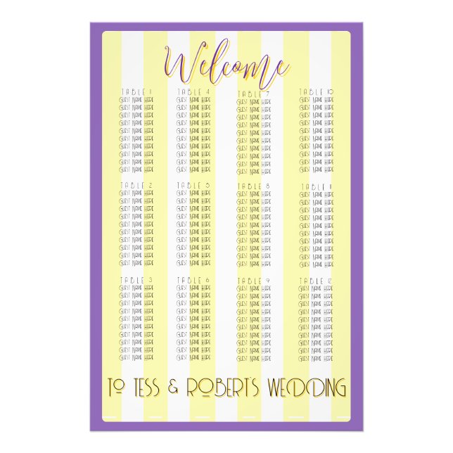 Foto White and Yellow Stripes & Purple Trim  (Frente)