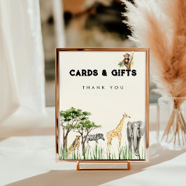 Foto Wild One Safari Animal Birthday Table Top Sign