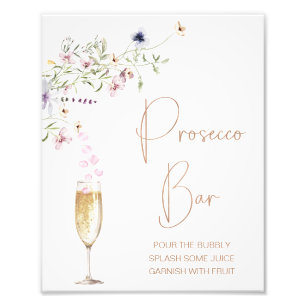 Foto Wildflower Prosecco Bar Bridal Shower Rótulo