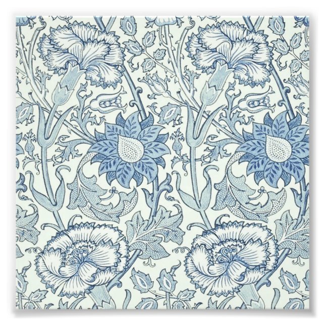 Foto William Morris Hermoso patrón floral, azul, rosa (Frente)