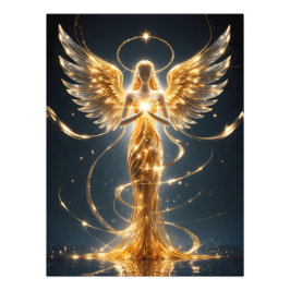 Foto Wings of Light – Abstract Golden Angel Poster