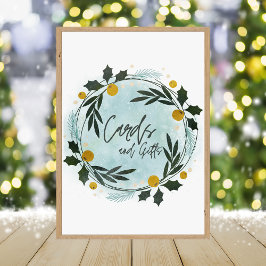 Foto Winter Blue Gold Baby Shower Cards And Gifts Sign