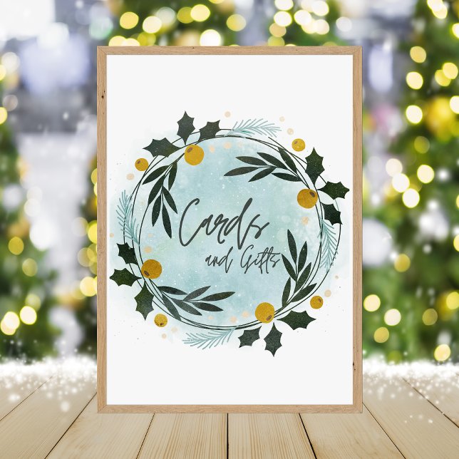 Foto  Winter Blue Gold Baby Shower Cards And Gifts Sign (Subido por el creador)