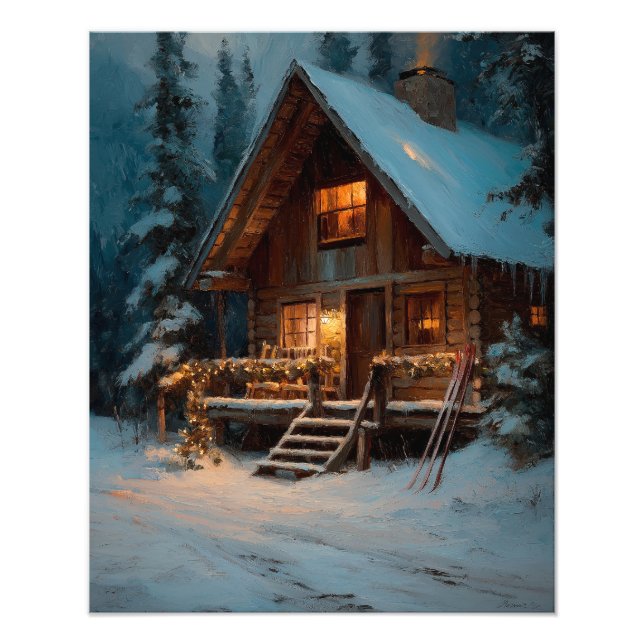 Foto Winter Cabin Christmas Poster (Frente)