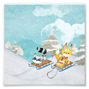Foto Winter Woodland Friends - Ilustracion Fox Hedgehog