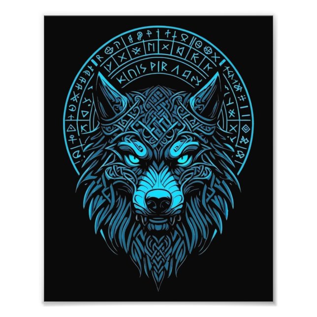 Foto Wolf Mask Odin Runes Norse Compass Viking (Frente)