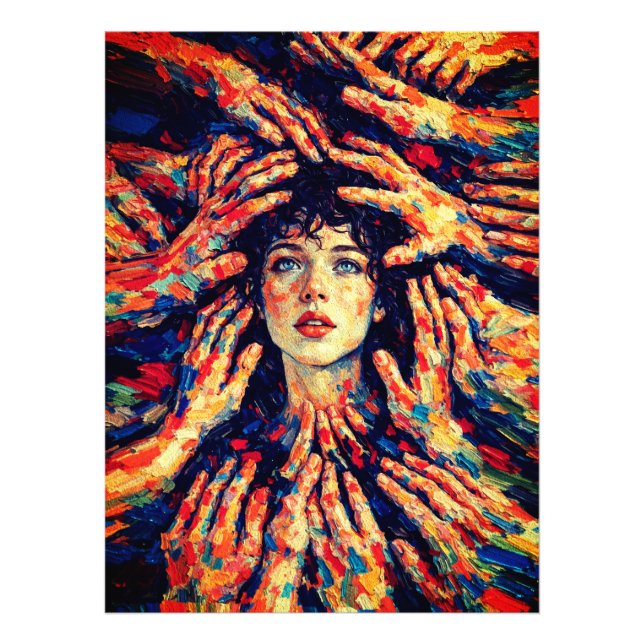 Foto Woman Hands Covering Face Intense Emotional  (Frente)