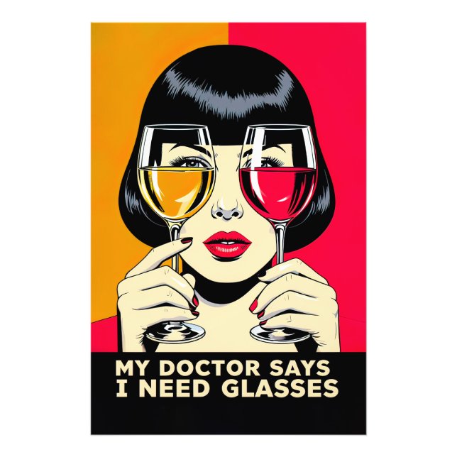 Foto Woman with Wine Glasses and Text (Frente)