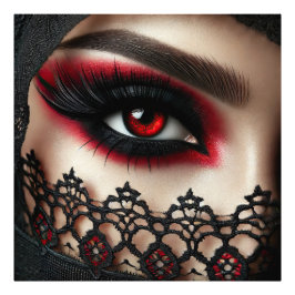 Foto Woman's eye with a striking red iris