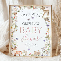 Woodland Animals Wildflower Baby Shower Welcome