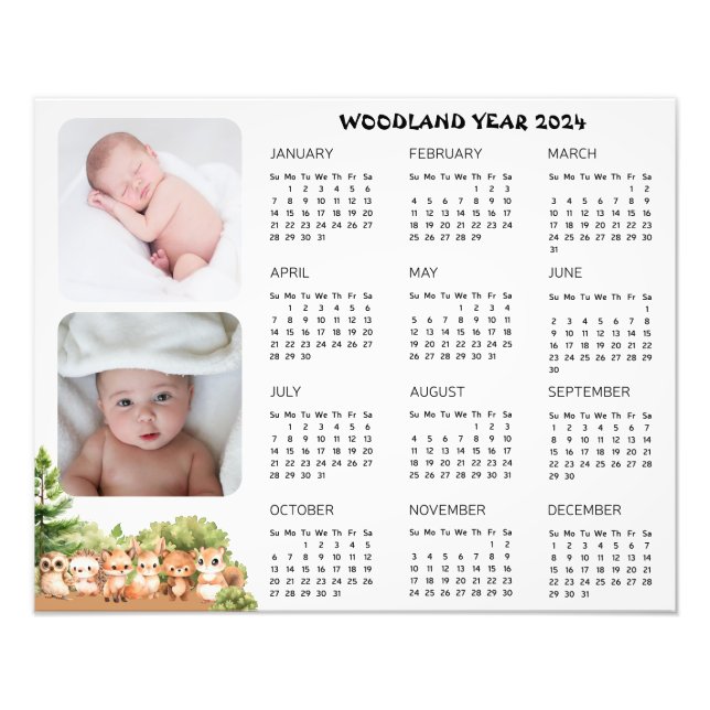 Foto Woodland Baby Boy Photo Calendar Poster (Frente)