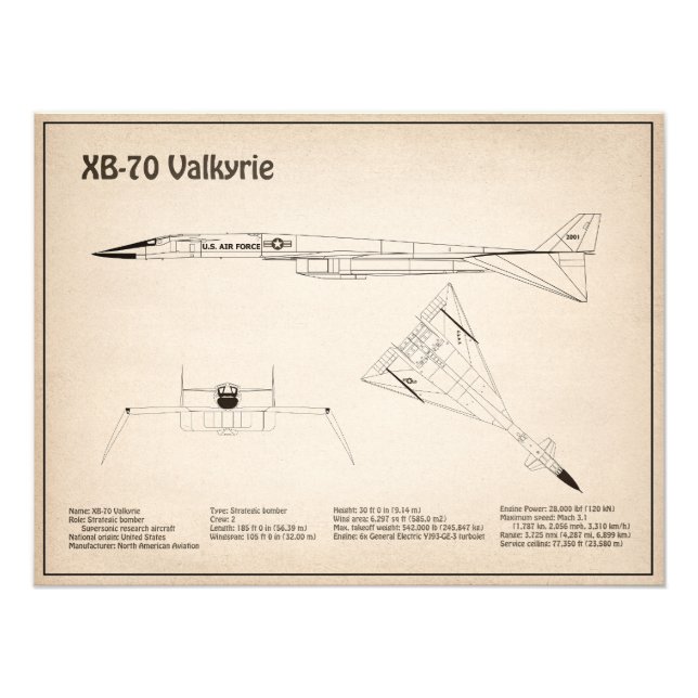 Foto XB-70 Valkyrie - Planes de diseño de plano aéreo S (Frente)