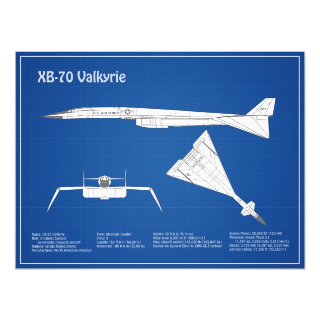 Foto XB-70 Valkyrie - Planes de Planes de Plano de Plan (Frente)