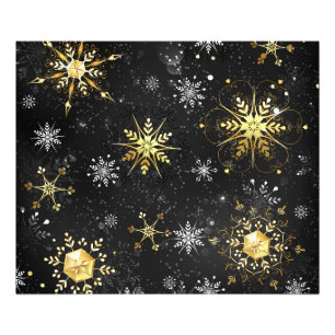 Foto Xmas copos de nieve dorados sobre fondo negro