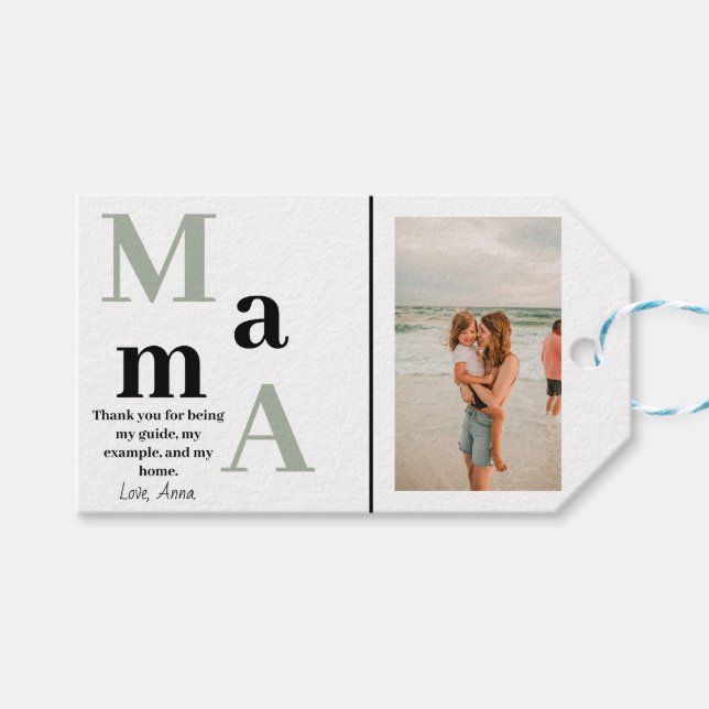 Foto y mensaje de mamá personalizada - etiqueta de (Frente (Horizontal))