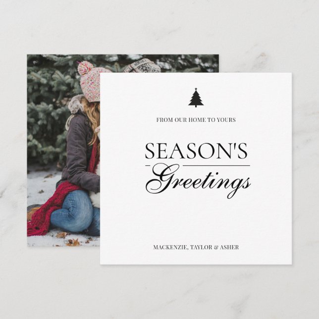Foto y texto personalizados de Navidad Simple (Anverso / Reverso)