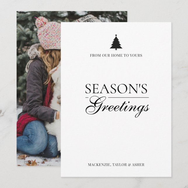 Foto y texto personalizados de Navidad Simple (Anverso / Reverso)