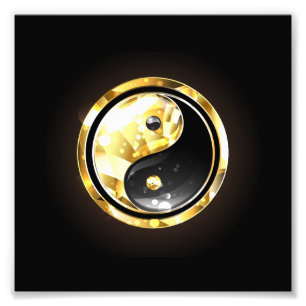Foto Yin Yang dorado en negro
