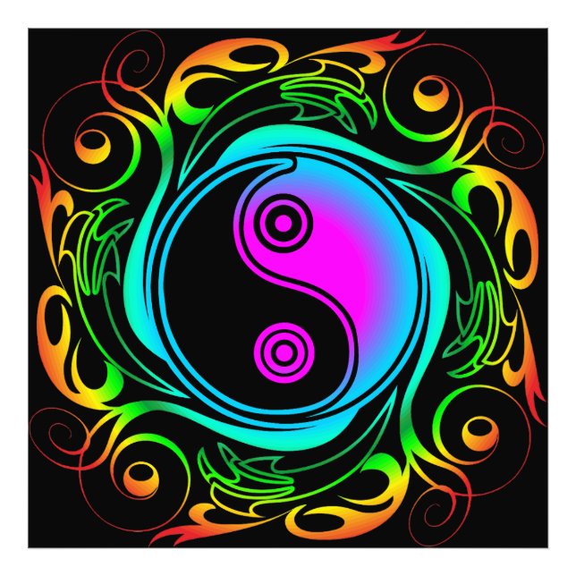Foto Yin Yang Psychedeld Rainbow Tattoo (Frente)