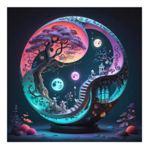 Foto Yin Yang Surrealista de Fantasía Neon 1