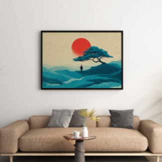 Foto Zen Solitude Red Sun Wall Art Print Poster