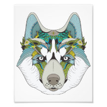 Zenart estampado Husky Dog Blue Husky Face
