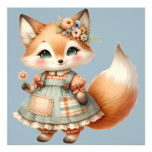 Foto Zorro floral pastel caprichoso Cottagecore