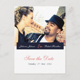 Fotografía azul marino y coral Guardar postal de f