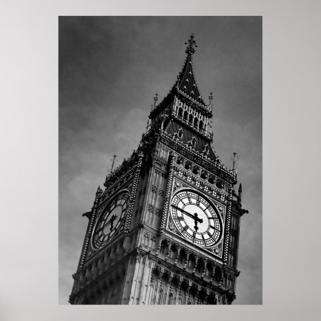 Fotografía de arte Big Ben en blanco y negro (Frente)
