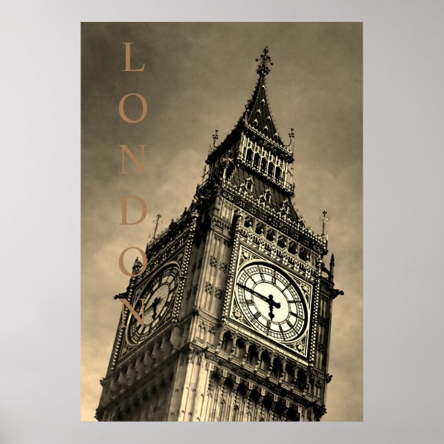 Fotografía de arte Sepia Big Ben (Frente)