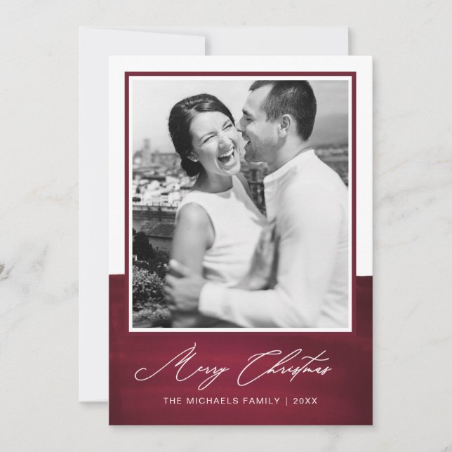 Fotografía de caligrafía elegante de navidad roja (Anverso)