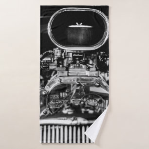 FOTOGRAFÍA DE GRAYSCALE DEL MOTOR DE VINTAGE CAR