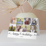Fotografía de Heart Calligraphy, tarjeta de cumple<br><div class="desc">La moderna tarjeta de felicitación de cumpleaños Happy incluye 10 fotos. 8 en la parte delantera,  1 en el interior y 1 en la parte posterior de la tarjeta.</div>