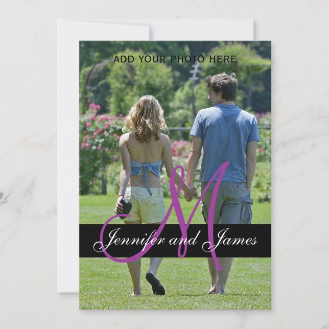 Fotografía de invitación a la boda monográfica mod (Anverso)