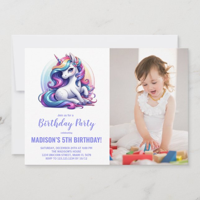 Fotografía de invitaciones a cumpleaños de Rainbow (Anverso)