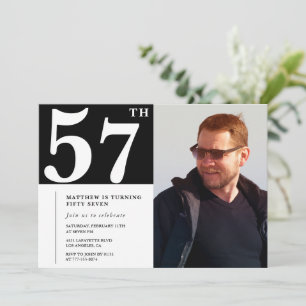 Fotografía de invitaciones de 57 años en blanco y 