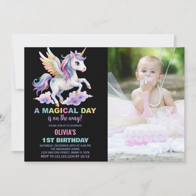 Fotografía de invitaciones de cumpleaños de Purple (Anverso)