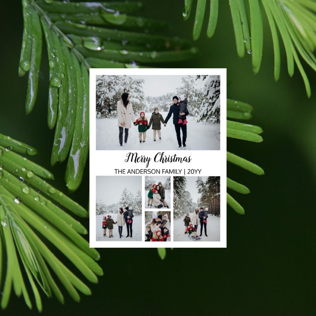 Fotografía de la cuadrícula moderna Feliz Navidad (Modern Grid Photo Merry Christmas Holiday Postcard)