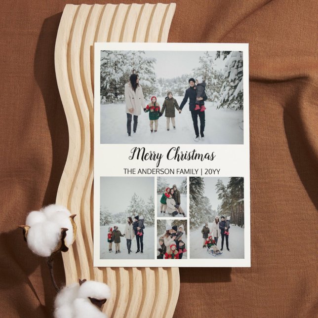 Fotografía de la cuadrícula moderna Feliz Navidad (Modern Grid Photo Merry Christmas Holiday Card)