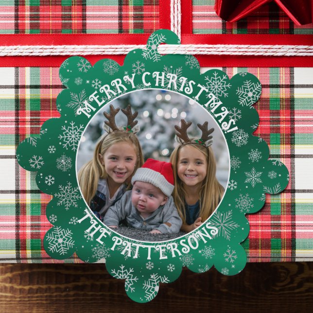Fotografía de la familia Snowflakes con tarjeta de (Hang these ornaments on a Christmas tree or use them as a unique gift tag to your loved ones.)